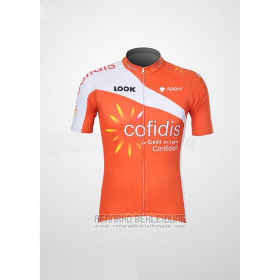 2012 Fahrradbekleidung Cofidis Orange Trikot Kurzarm und Tragerhose